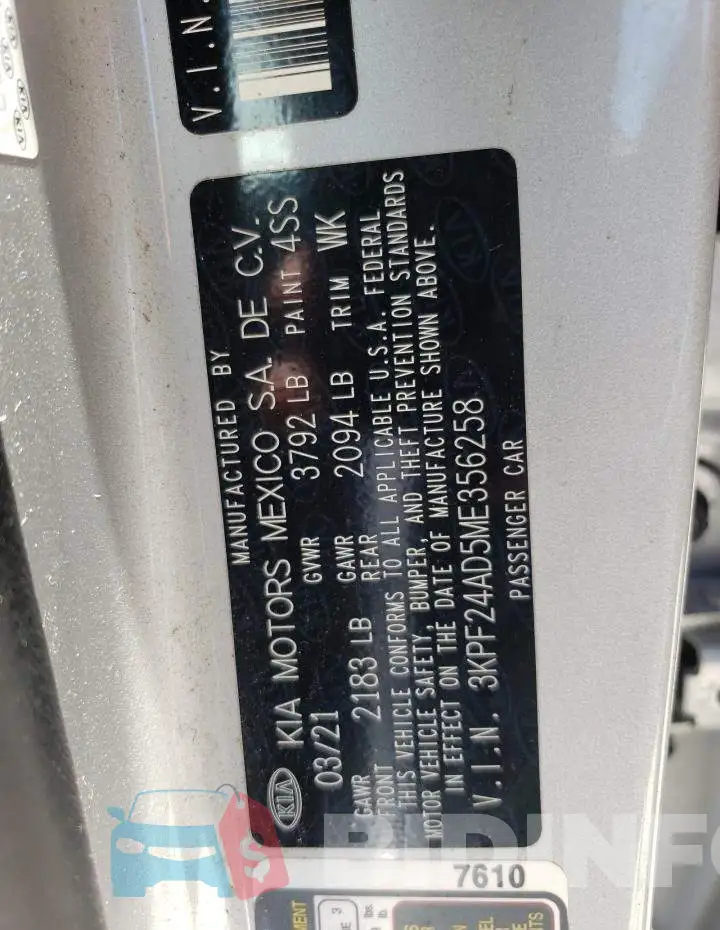 3KPF24AD5ME356258 Photo# 12