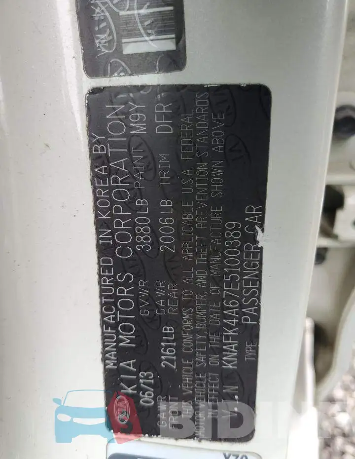 KNAFK4A67E5100389 Photo# 12