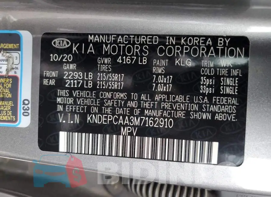 KNDEPCAA3M7162910 Photo# 13