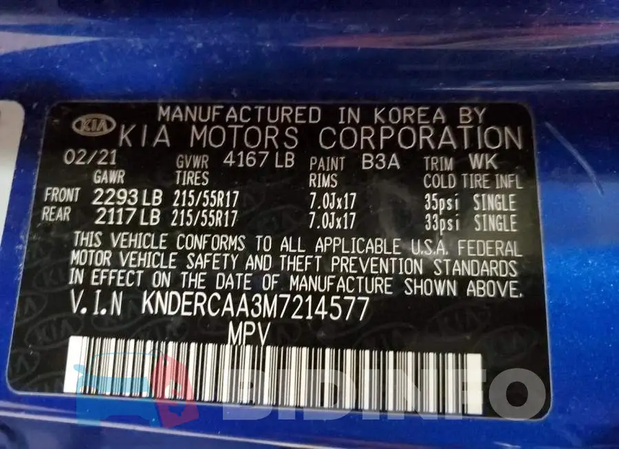 KNDERCAA3M7214577 Photo# 12