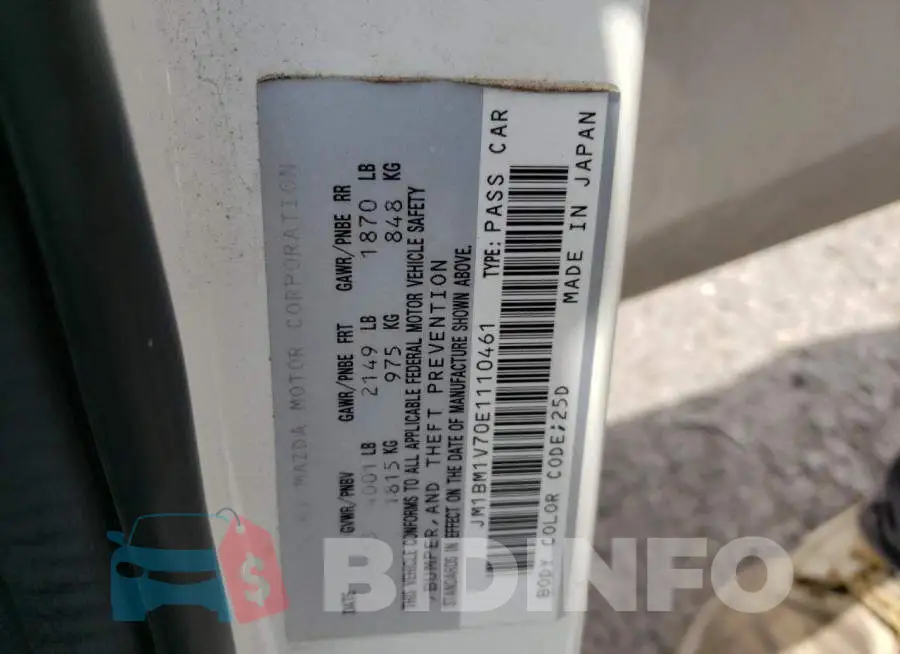 JM1BM1V70E1110461 Photo# 12