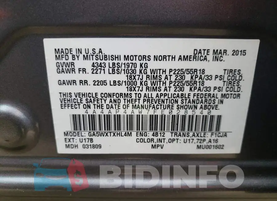 4A4AP4AW7FE028540 Photo# 12