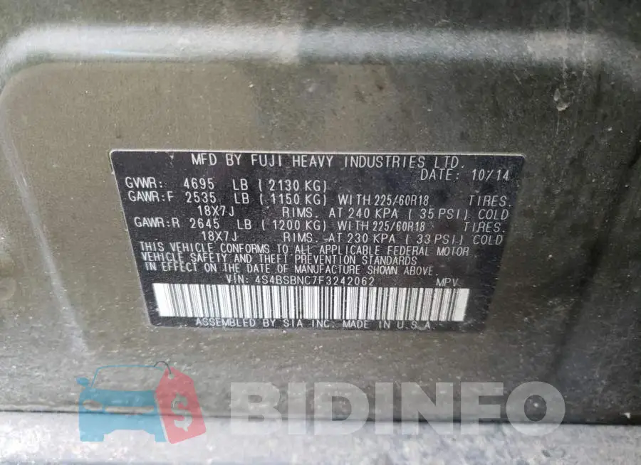 4S4BSBNC7F3242062 Photo# 12