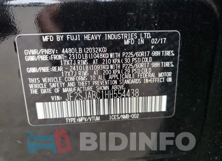JF2SJABC1HH554438 Photo# 13