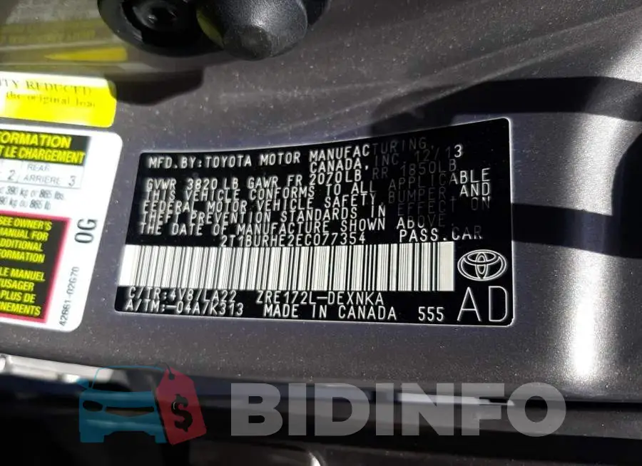 2T1BURHE2EC077354 Photo# 13