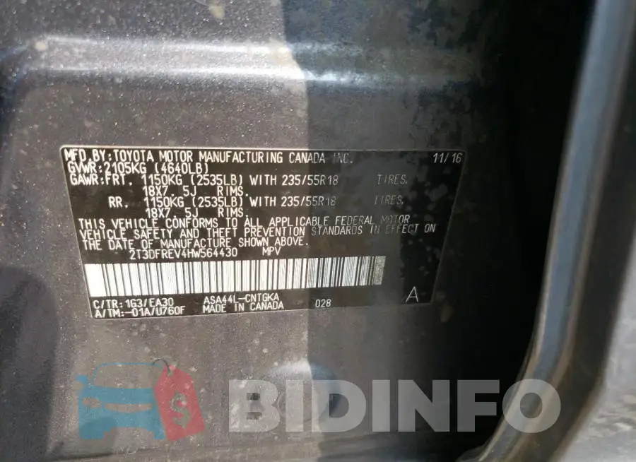 2T3DFREV4HW564430 Photo# 12