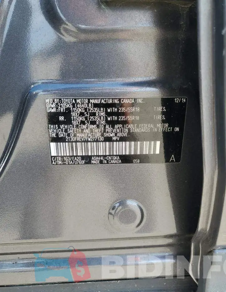 2T3DFREV7FW277130 Photo# 13