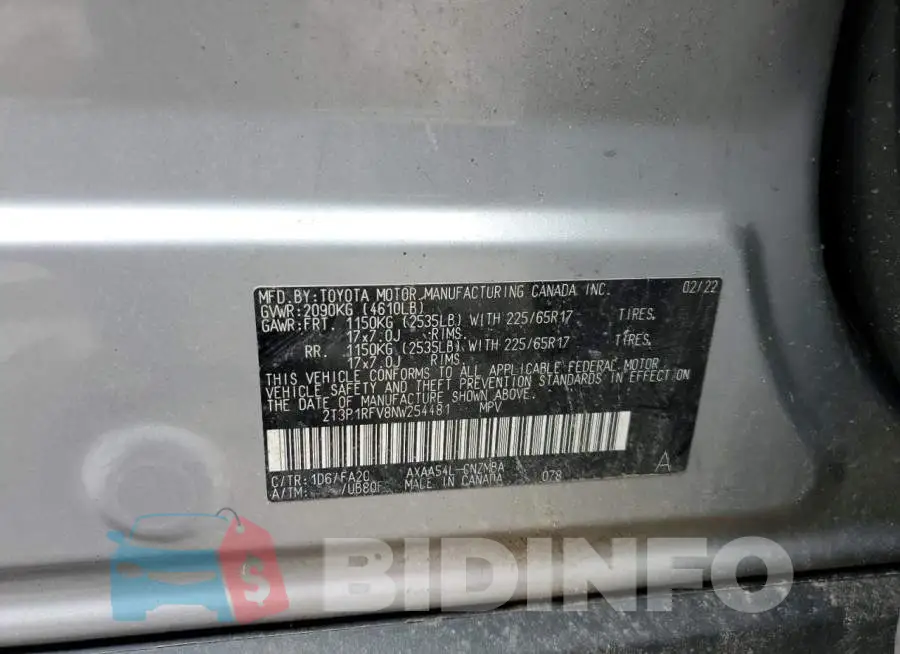 2T3P1RFV8NW254481 Photo# 13