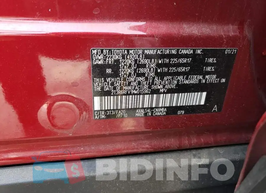 2T3R6RFV1MW015962 Photo# 14