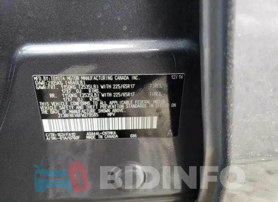 2T3RFREV6FW279585 Photo# 13