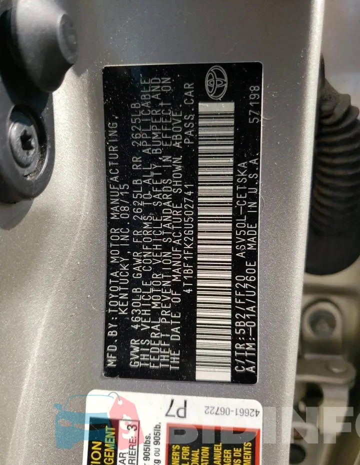 4T1BF1FK2GU502741 Photo# 12