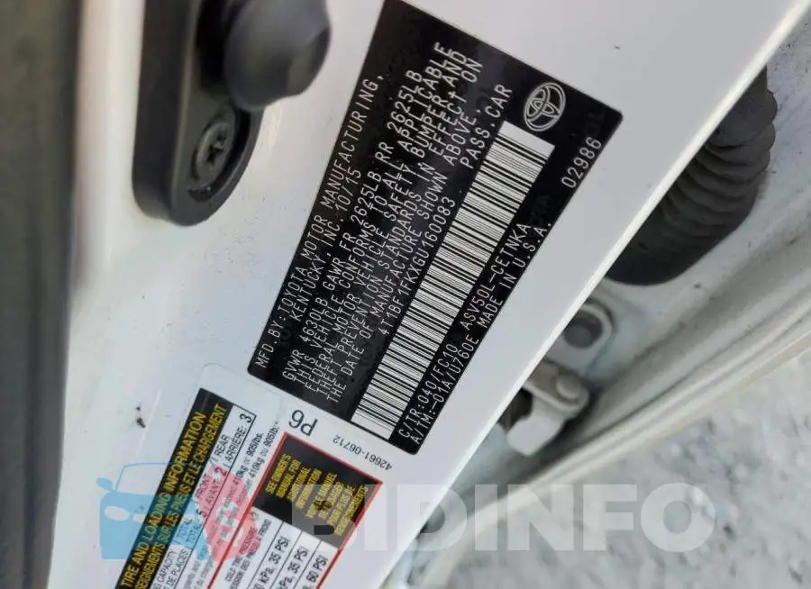 4T1BF1FKXGU160083 Photo# 12