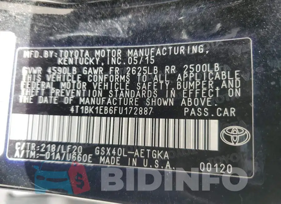 4T1BK1EB6FU172887 Photo# 13
