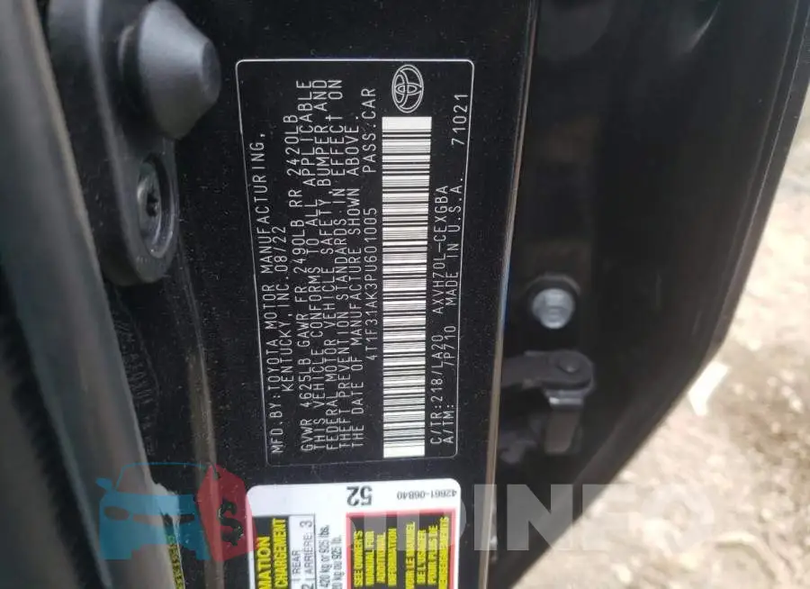 4T1F31AK3PU601005 Photo# 12