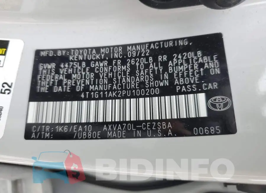 4T1G11AK2PU100200 Photo# 12