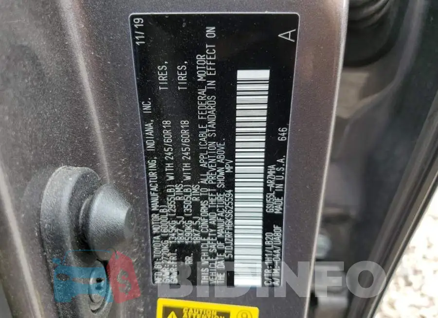 5TDJZRFH6KS625594 Photo# 13