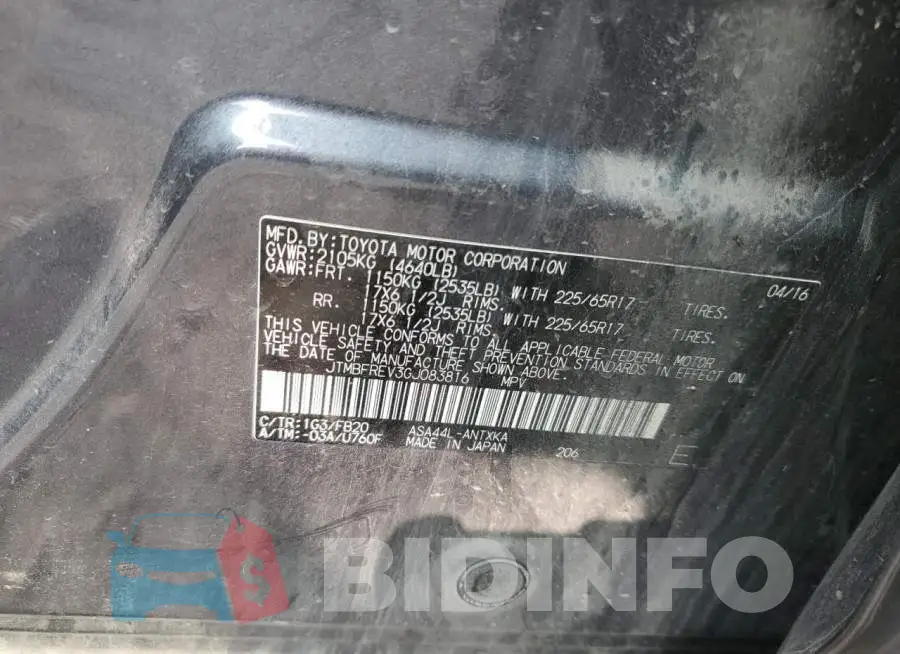 JTMBFREV3GJ083816 Photo# 13