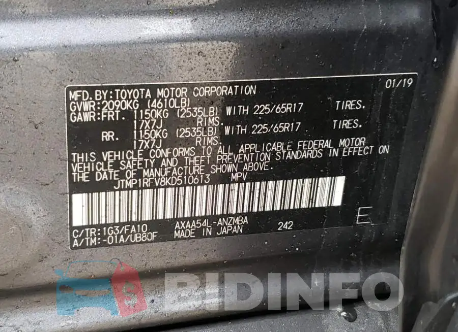 JTMP1RFV8KD510613 Photo# 13