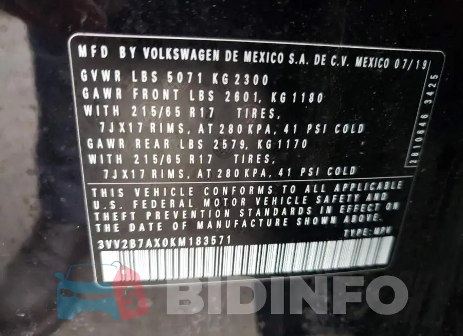 3VV2B7AX0KM183571 Photo# 12