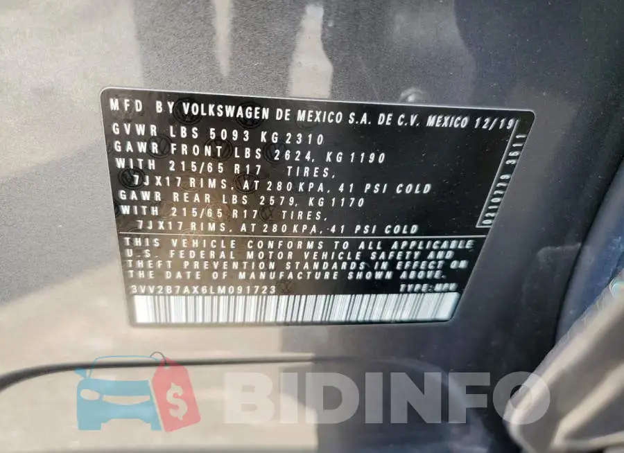 3VV2B7AX6LM091723 Photo# 12