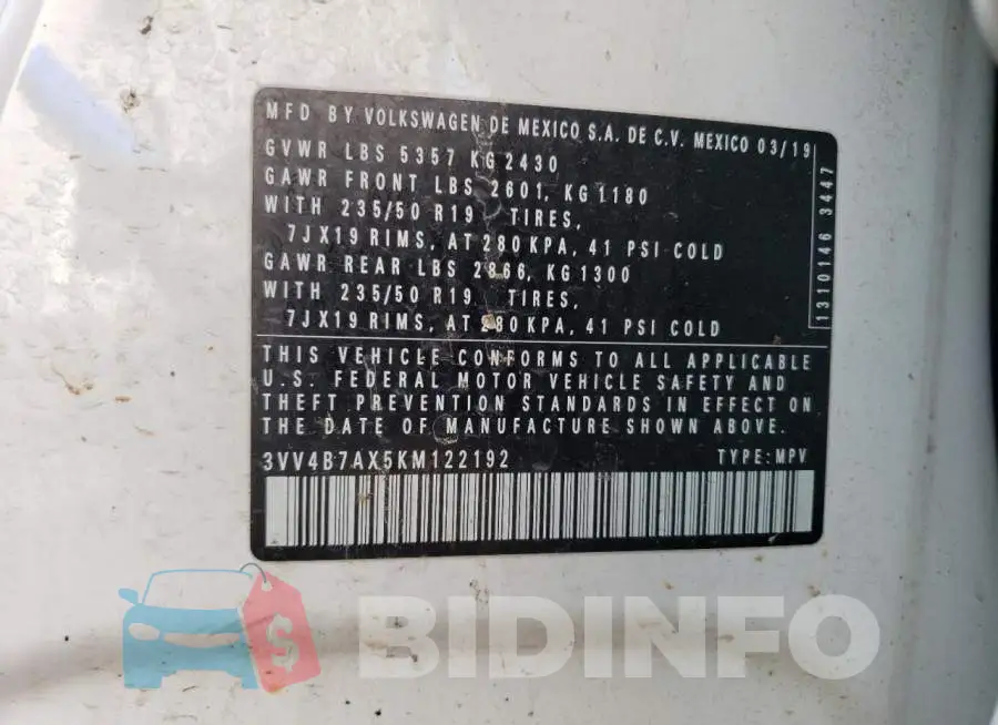 3VV4B7AX5KM122192 Photo# 14