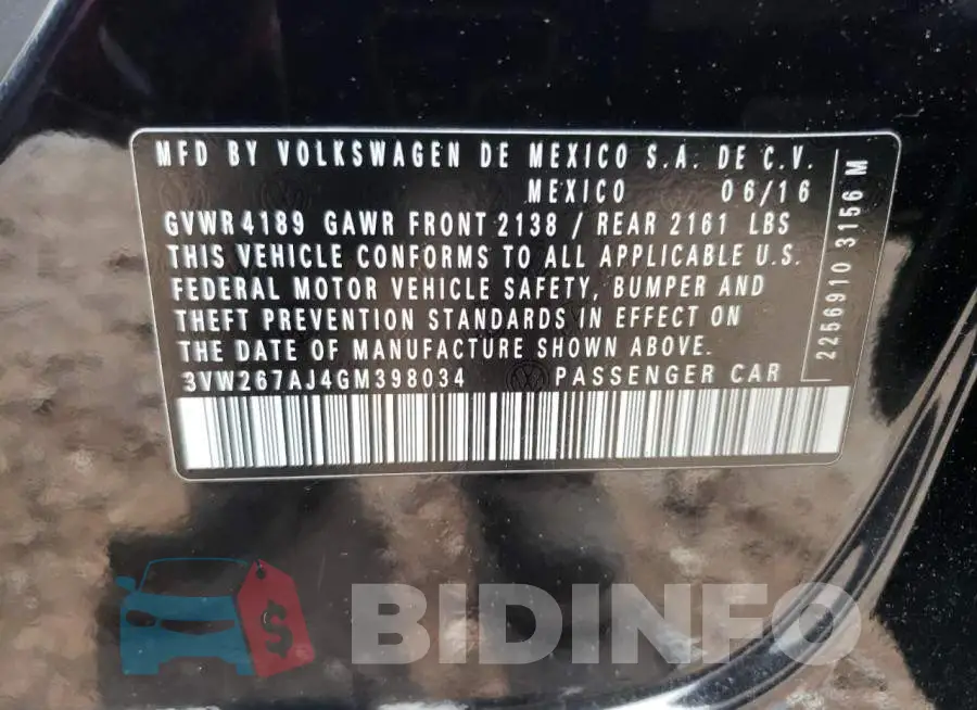 3VW267AJ4GM398034 Photo# 13