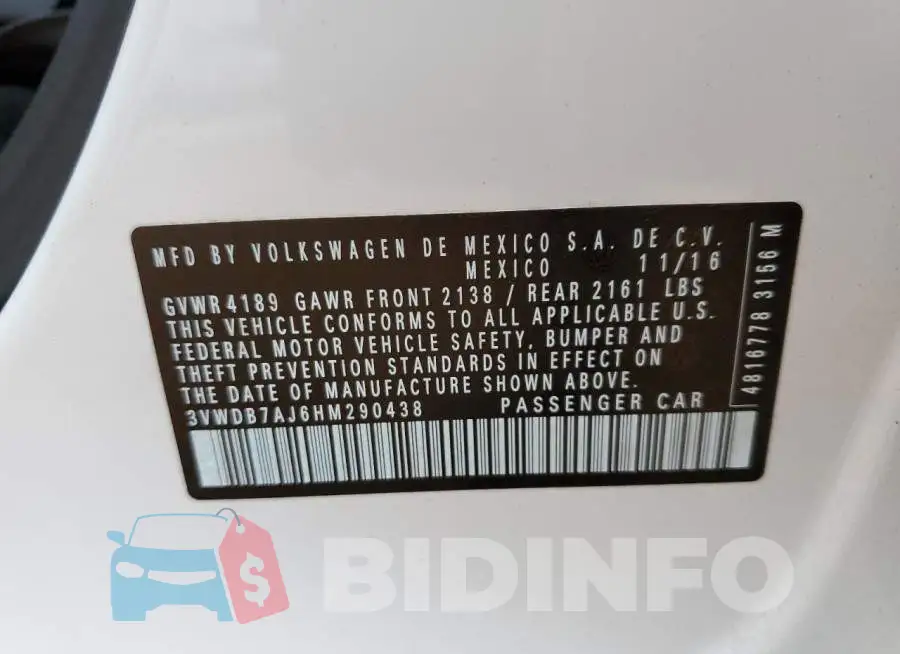 3VWDB7AJ6HM290438 Photo# 12