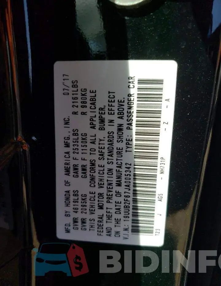 19UUB2F67JA005342 Photo# 12
