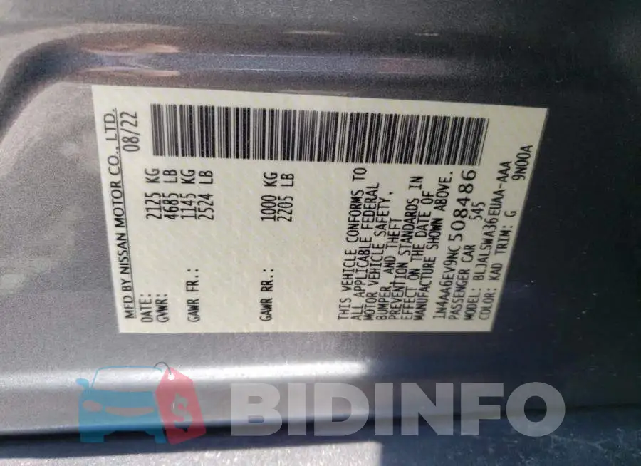 1N4AA6EV9NC508486 Photo# 12