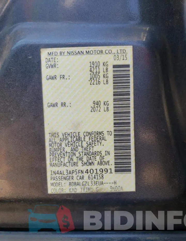 1N4AL3AP5FN401991 Photo# 13