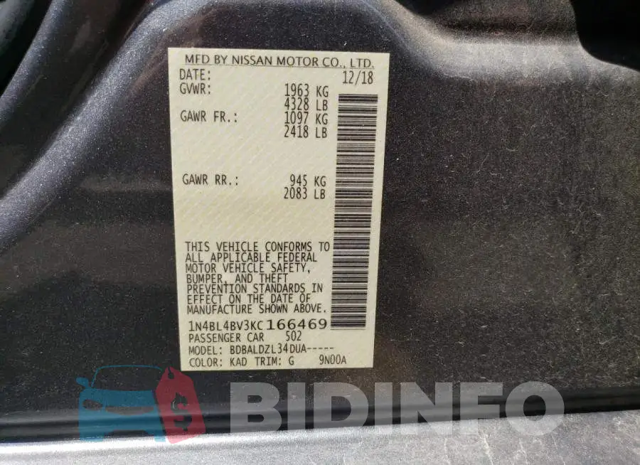 1N4BL4BV3KC166469 Photo# 12