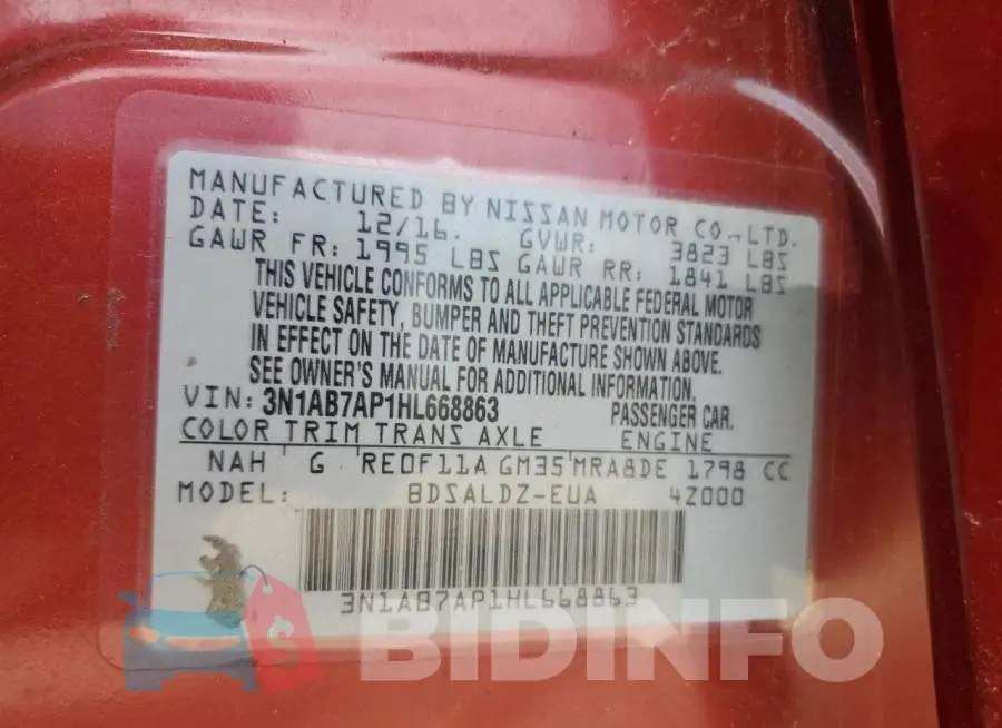 3N1AB7AP1HL668863 Photo# 12