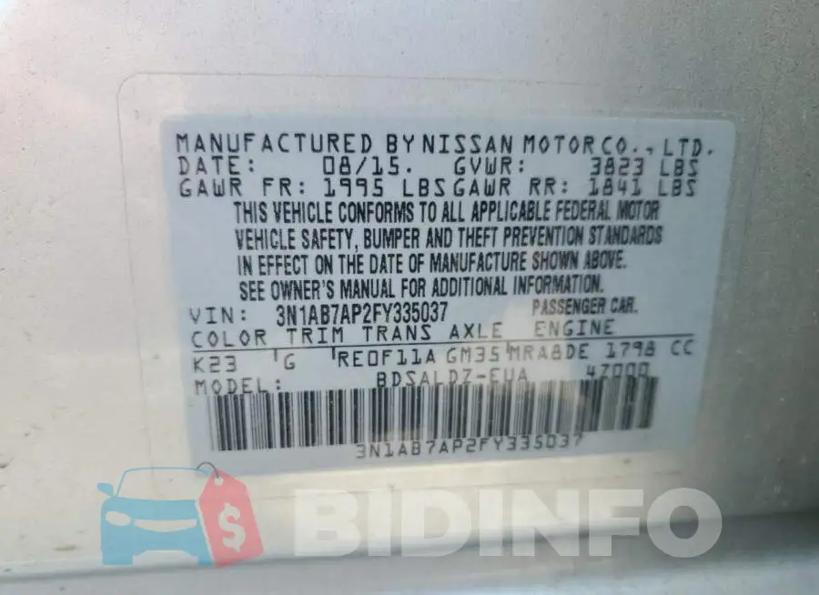 3N1AB7AP2FY335037 Photo# 12