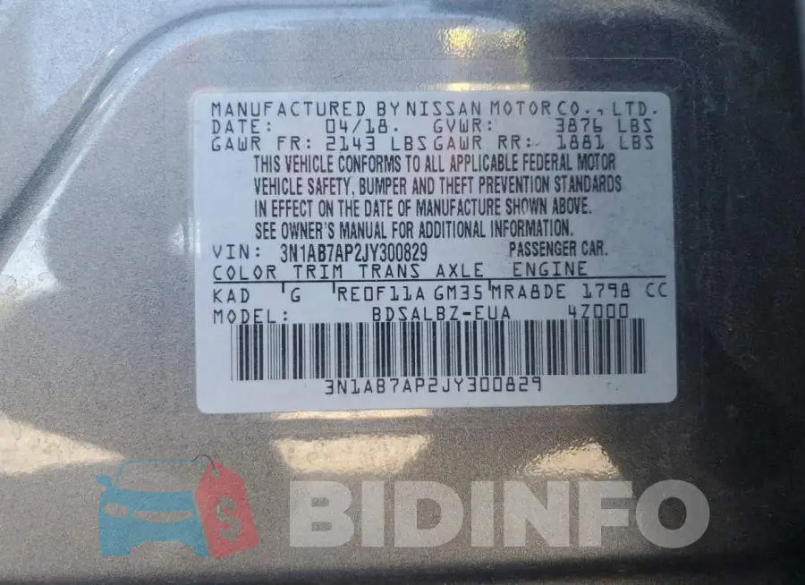 3N1AB7AP2JY300829 Photo# 12