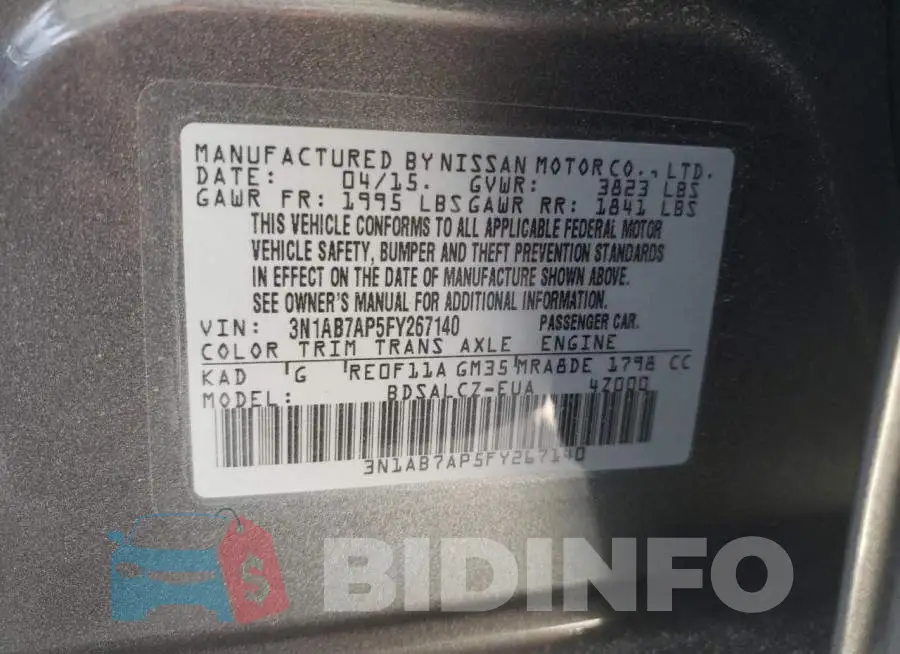 3N1AB7AP5FY267140 Photo# 13