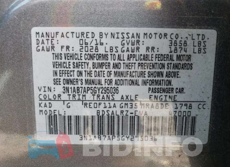 3N1AB7AP5GY295036 Photo# 13