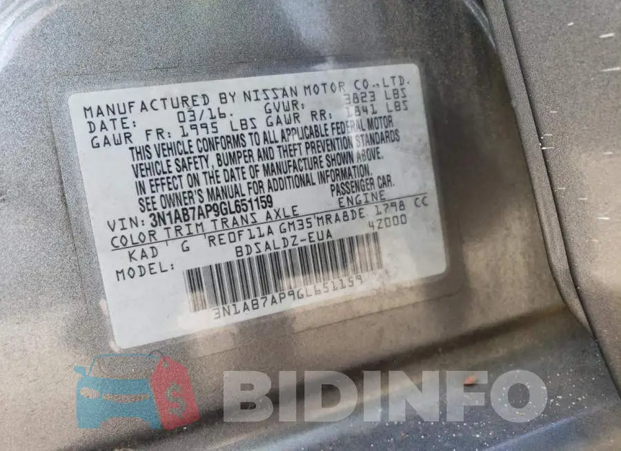 3N1AB7AP9GL651159 Photo# 13