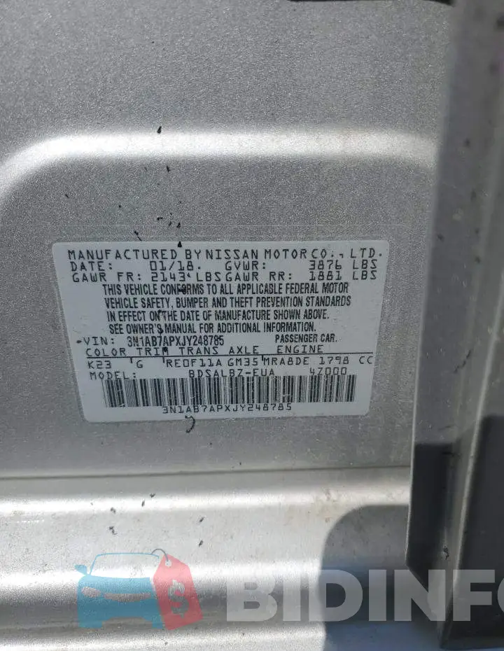 3N1AB7APXJY248785 Photo# 12