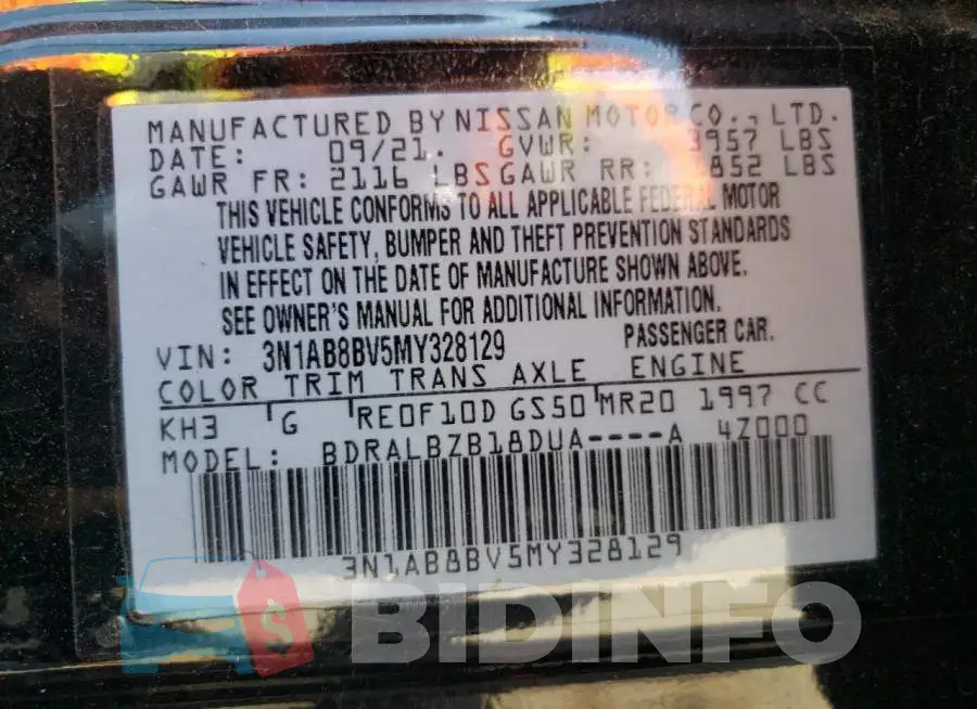 3N1AB8BV5MY328129 Photo# 12