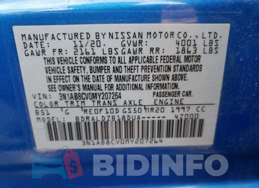 3N1AB8CV0MY207264 Photo# 12