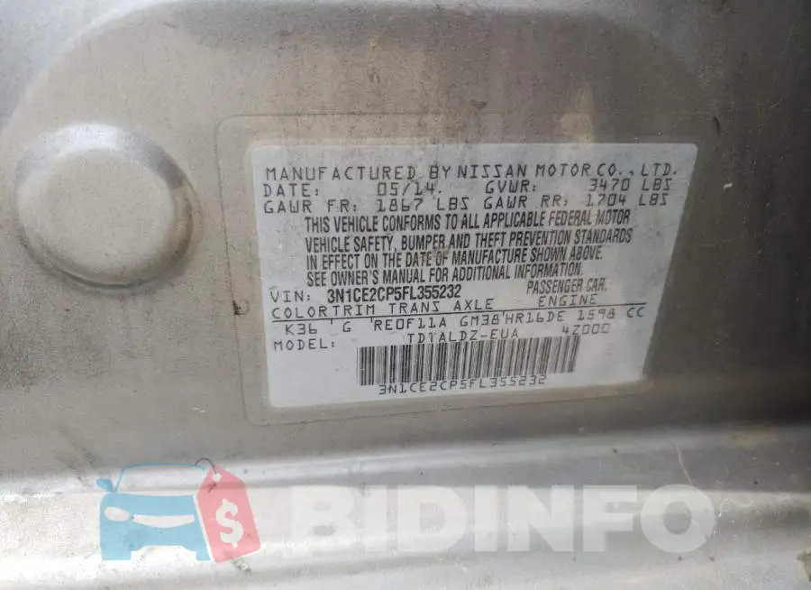3N1CE2CP5FL355232 Photo# 12