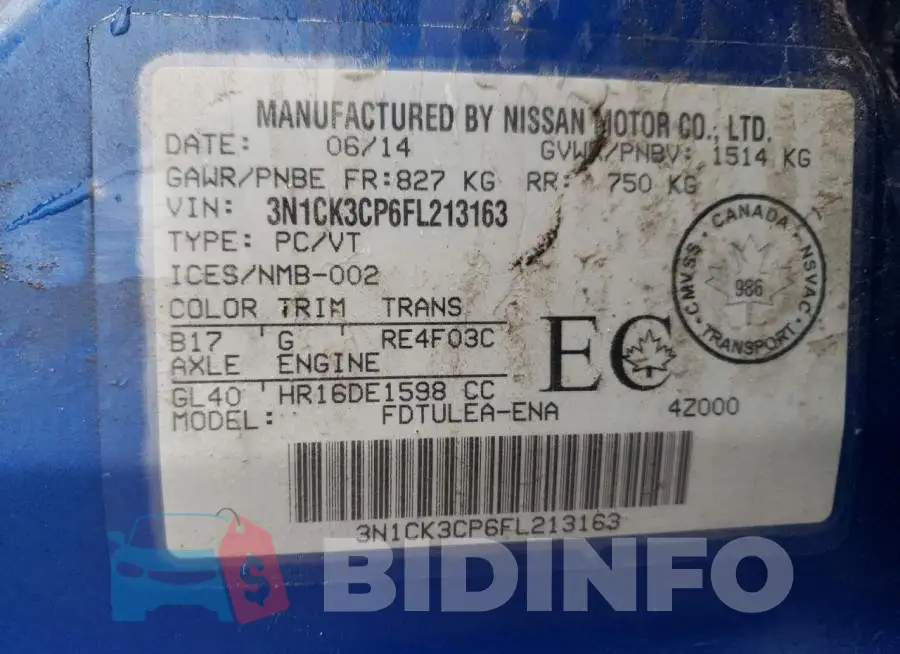 3N1CK3CP6FL213163 Photo# 13