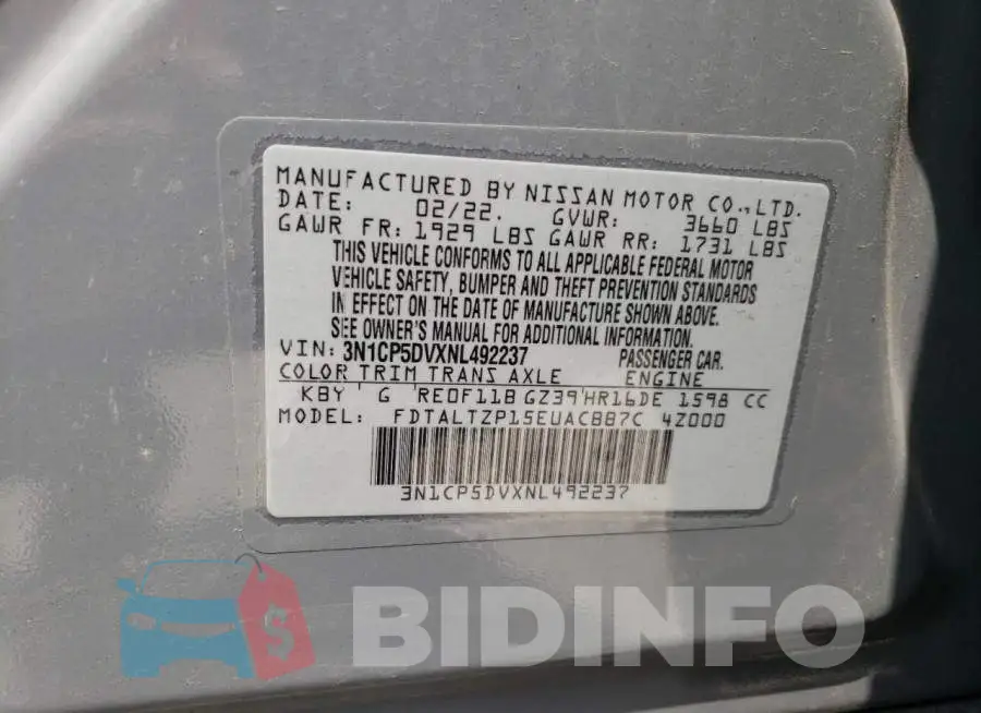 3N1CP5DVXNL492237 Photo# 14