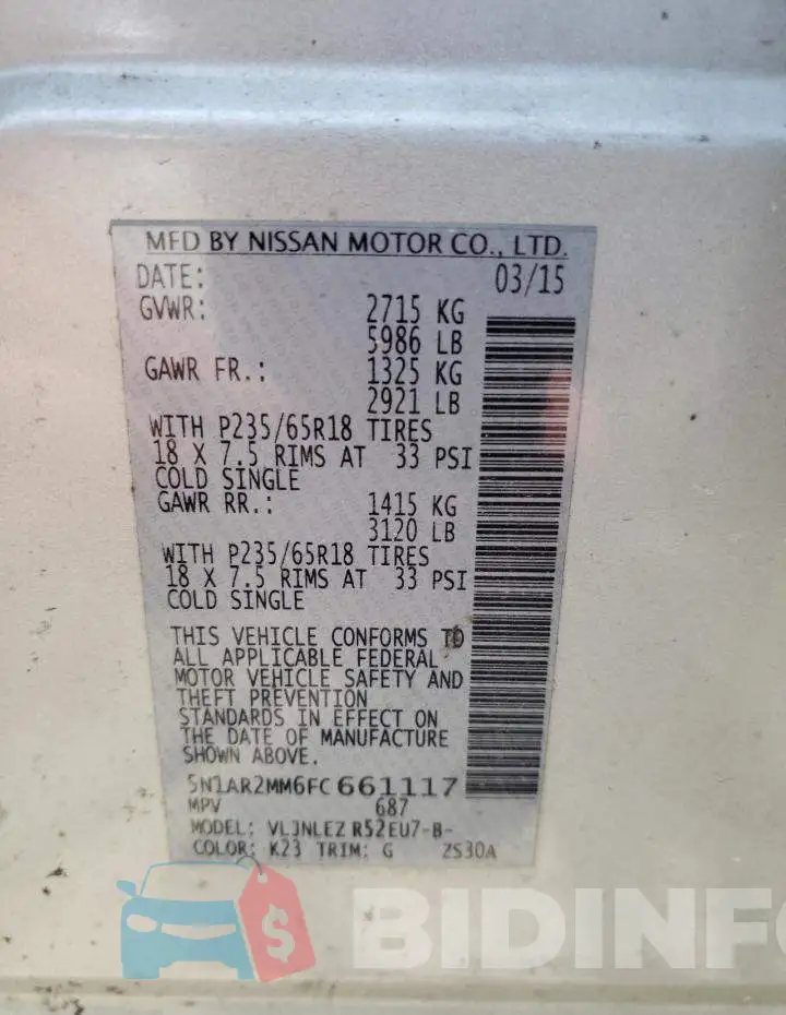 5N1AR2MM6FC661117 Photo# 13