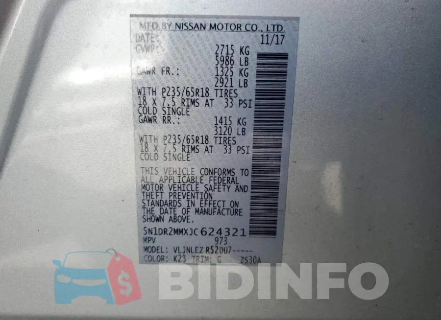 5N1DR2MMXJC624321 Photo# 14