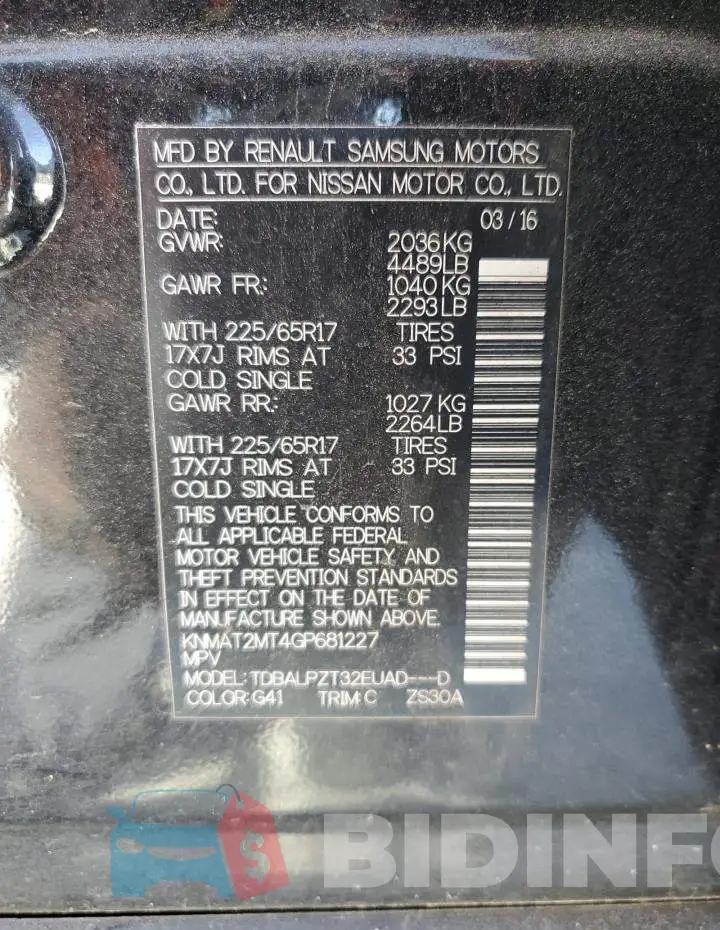 KNMAT2MT4GP681227 Photo# 13