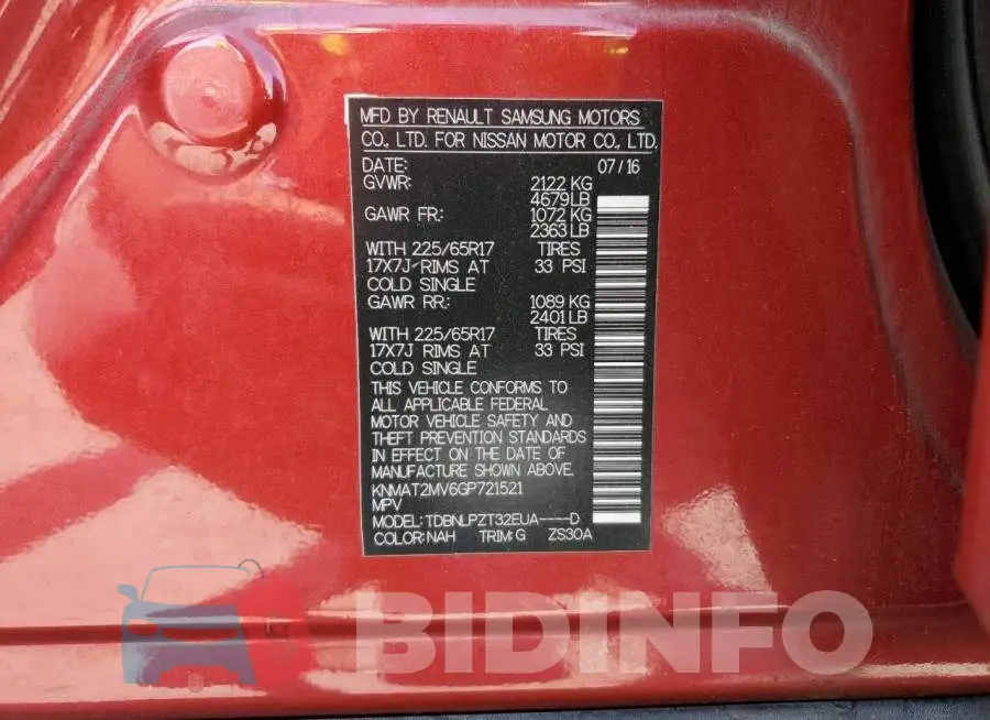 KNMAT2MV6GP721521 Photo# 13