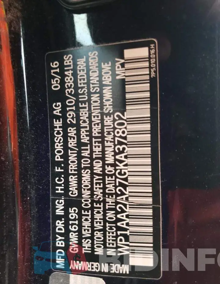 WP1AA2A27GKA37802 Photo# 13