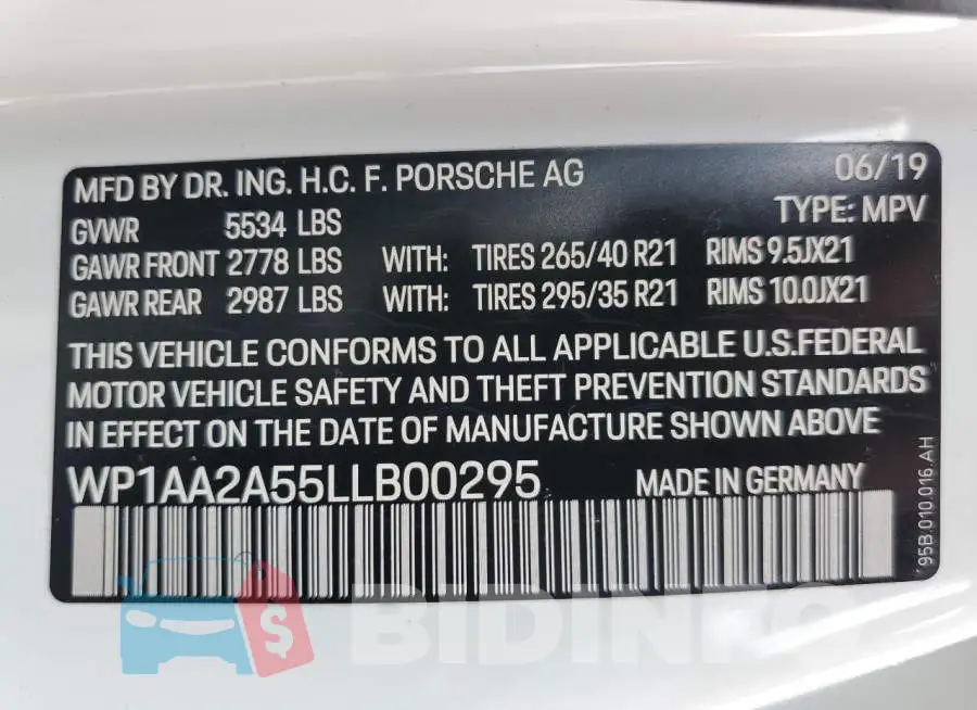 WP1AA2A55LLB00295 Photo# 13