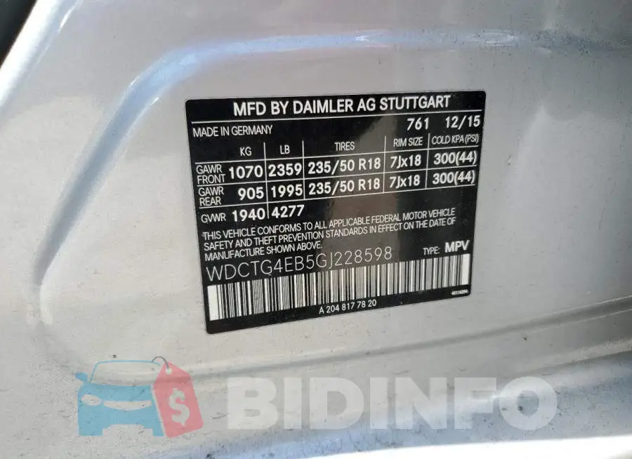 WDCTG4EB5GJ228598 Photo# 12